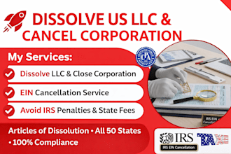 close or dissolve your US llc, cancel corporation and close ein