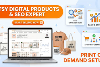 etsy digital products,planner,print on demand and SEO