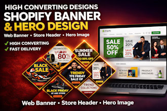 design shopify banner, web banner, hero image, website header