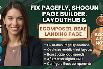 fix pagefly shogun page builder layouthub ecomposer beae landing page