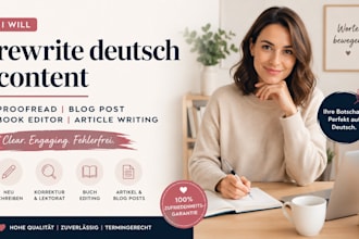rewrite deutsch content proofread blog post book editor article writing post