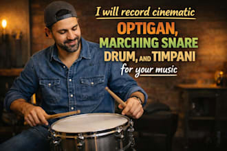 record cinematic optigan, marching snare drum, and timpani for your music