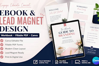 design ebook, lead magnet, workbook and fillable PDF in canva