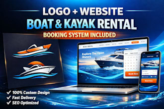 design kayak rental logo or boat rental website