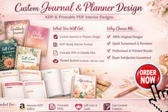 design custom journal, planner, workbook, or notebook for amazon kdp
