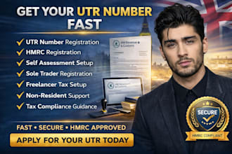 get UK utr number, hmrc registration and self assessment