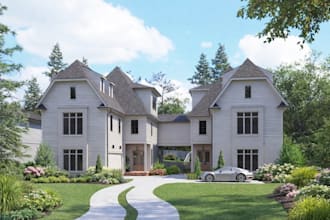 renovate 3d suburban mansion,duplex villa,open concept interior,upscale property