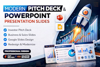 design modern pitch deck and powerpoint presentation slides