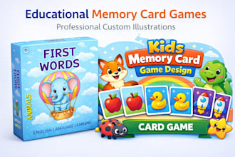 create custom digital illustrations for kids memory card game
