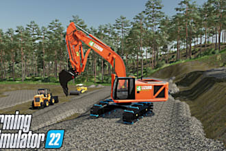 design 3d farming simulator ready for game, military vehicle, excavator