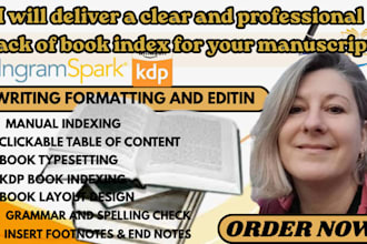 deliver a clear and professional back of book index for your manuscript