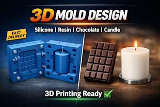 design 3d mold for silicone resin chocolate candle and casting