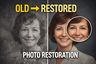 restore old photos, fix damaged, blurry, faded images professionally
