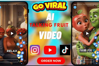 create viral ai talking fruit characters, 3d animation for tiktok and shorts