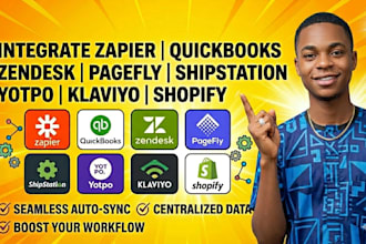 integrate zapier quickbooks zendesk pagefly shipstation yotpo klaviyo shopify