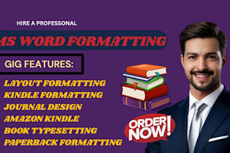 do word document design, ms word formatting and kindle KDP formatting