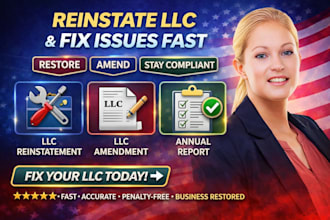 reinstate llc, llc amendment, llc annual report, fix llc issues