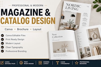 design  canva magazine covers, layouts, product catalogues, and brochures