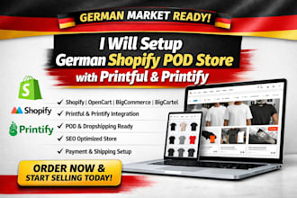 setup german shopify tiktok ads opencart bigcartel pod store integrate printify