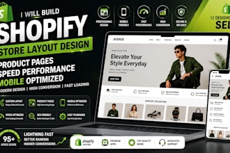 build shopify store layout design, product pages, speed performance, mobile