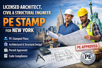 do licensed architect, civil and structural engineer, pe stamp for new york