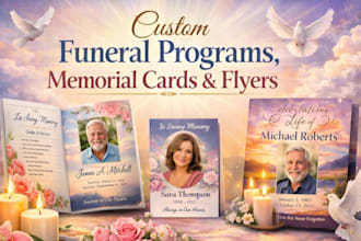 design funeral program, obituary, memorial card, funeral flyer, memorial flyer