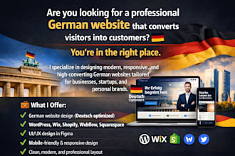 design a modern german website in wordpress, wix, shopify or webflow