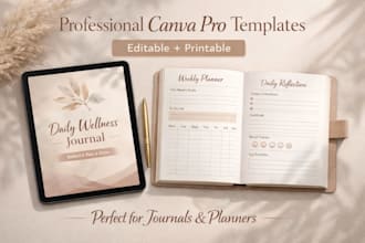design professional canva pro templates for journals and planners