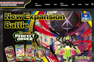 design pokemon website, trading card store, pokemon store, game website