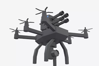 do 3d agricultural drone cad model, uav,fpv cad, scifi model, quadcopter design