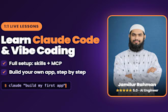 be your claude code and vibe coding tutor with live setup and lessons