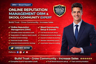 do online reputation management, fix bad links,and setup skool community,courses