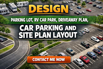 design parking lot, rv car park, driveaway plan and car parking site plan layout