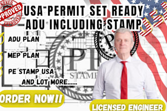 provide pe stamp for USA,city full permit set, adu permit drawing for michigan