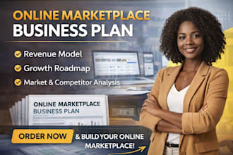 build an online marketplace business plan with revenue model, growth roadmap