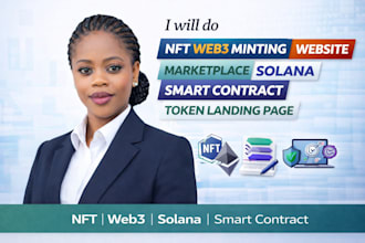do nft web3 minting website marketplace solona smart contract token landing page