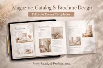 design magazine layouts, catalogs, brochures and booklets in canva