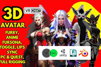 create custom vr chat avatar furry avatar anime vrc character vrm vtuber vrchat