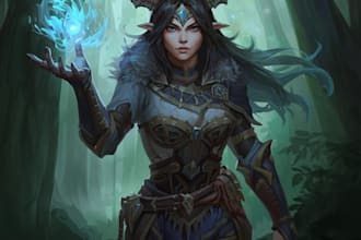 draw fantasy concept art character and dnd digtial painting portrait illustation