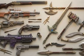 create stylized 3d weapon props for fps and rpg games