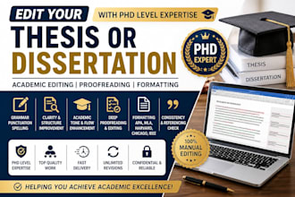 edit your thesis or dissertation with phd level expertise, academic formatting