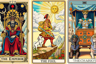 draw custom tarot card oracle alter zodiac in dark art tarot deck in any style