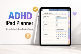 design an adhd ipad digital planner for goodnotes