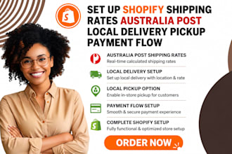 set up shopify shipping rates australia post local delivery pickup payment flow