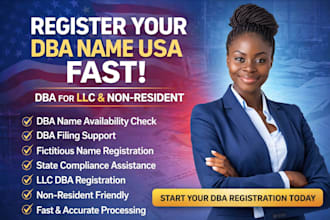 file dba fictitious business name USA for llc or non resident fast