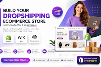build shopify wix squarespace dropshipping ecommerce store