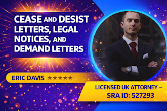 draft cease and desist, demand letters, and legal notices for civil issues
