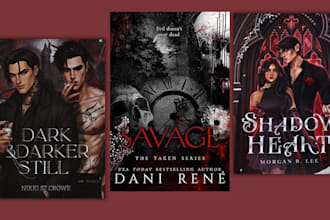 illustrate dark romance book cover, fantasy romance ebook cover paper back