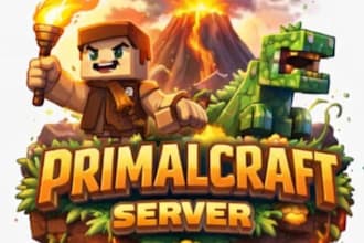 design minecraft server logo with characters and 3d style