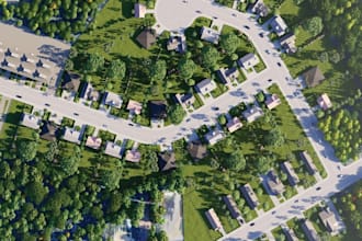 restructure 3d residential development,housing community,urban planing,rendering